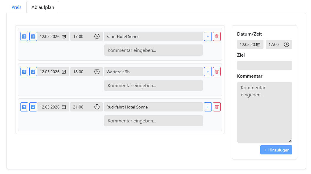 Ablaufplan einer Fahrt in easyTransfer