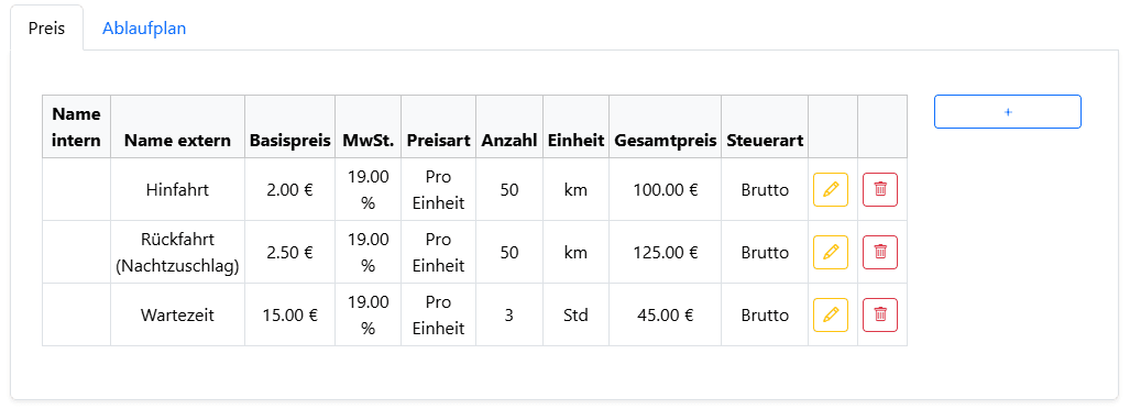 Individuelle Preise je Fahrt in easyTransfer